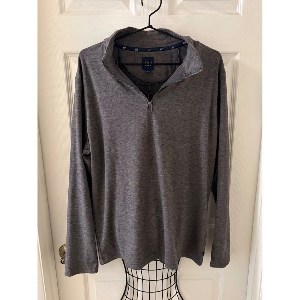 Gap Men's Gray Quarter Zip Pullover Sweatshirt Size L